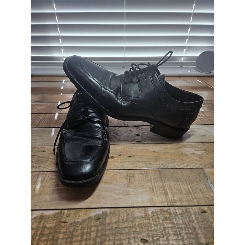 Johnston & Murphy Size 10 Black Landrum MLAC 59-11557 Derby Squared Toe Dress
